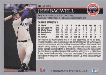 1992 Leaf #28 Jeff Bagwell Back