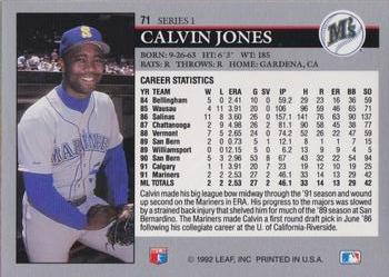 1992 Leaf #71 Calvin Jones Back