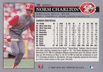 1992 Leaf #120 Norm Charlton Back