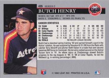 1992 Leaf #435 Butch Henry Back