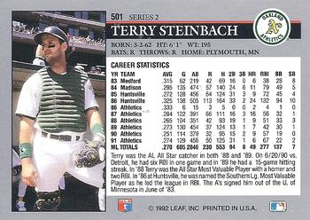 1992 Leaf #501 Terry Steinbach Back