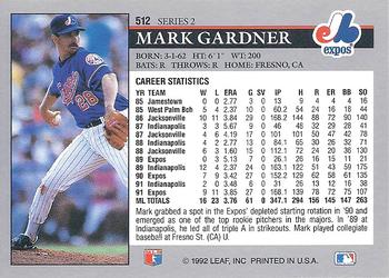 1992 Leaf #512 Mark Gardner Back