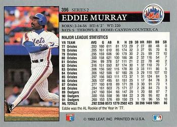 1992 Leaf #396 Eddie Murray Back