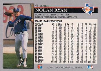 1992 Leaf #41 Nolan Ryan Back