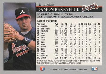 1992 Leaf #423 Damon Berryhill Back