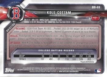 2018 Bowman Draft - Sky Blue #BD-69 Kole Cottam Back