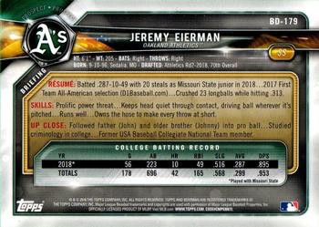 2018 Bowman Draft - Purple #BD-179 Jeremy Eierman Back