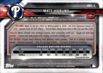 2018 Bowman Draft - Chrome #BDC-2 Matt Vierling Back