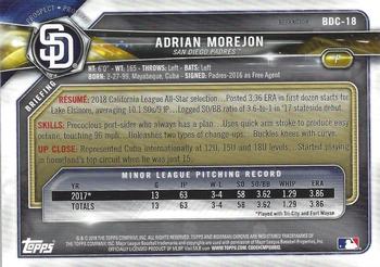 2018 Bowman Draft - Chrome Refractors #BDC-18 Adrian Morejon Back