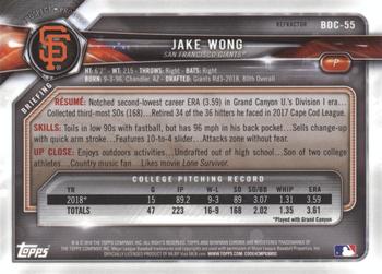 2018 Bowman Draft - Chrome Refractors #BDC-55 Jake Wong Back