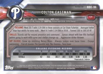 2018 Bowman Draft - Chrome Refractors #BDC-96 Colton Eastman Back