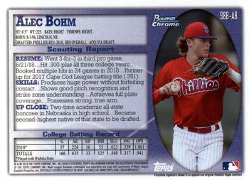 2018 Bowman Draft - 1998 Bowman 20th Anniversary #98B-AB Alec Bohm Back