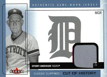 2005 Fleer Classic Clippings - Cut of History Single Jersey Blue #CH-SA Sparky Anderson Front