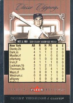 2005 Fleer Classic Clippings - Official Box Score #8CC Bobby Thomson Front