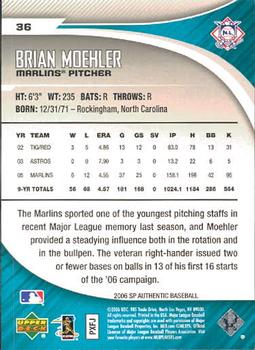 2006 SP Authentic #36 Brian Moehler Back