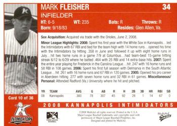 2008 MultiAd Kannapolis Intimidators 2nd Half #NNO Mark Fleisher Back