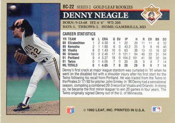 1992 Leaf - Gold Rookies #BC-22 Denny Neagle Back