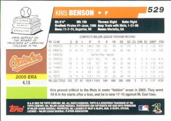 2006 Topps #529 Kris Benson Back