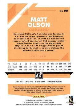 2019 Donruss #99 Matt Olson Back