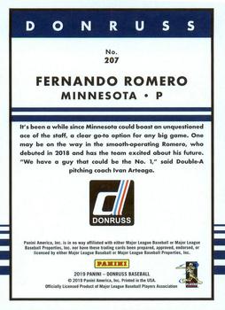 2019 Donruss #207 Fernando Romero Back