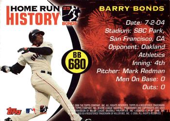 2006 Topps - Barry Bonds Home Run History #BB 680 Barry Bonds Back