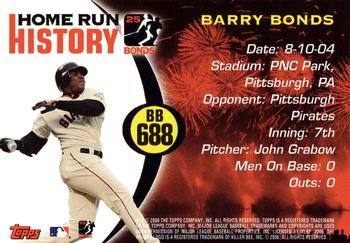 2006 Topps - Barry Bonds Home Run History #BB 688 Barry Bonds Back