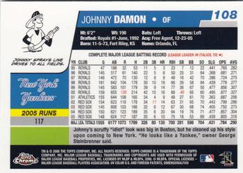 2006 Topps Chrome #108 Johnny Damon Back