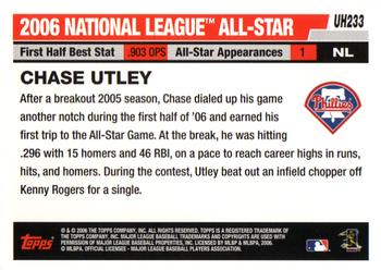 2006 Topps Updates & Highlights #UH233 Chase Utley Back