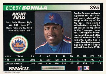 1992 Pinnacle #395 Bobby Bonilla Back