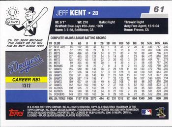 2006 Topps Opening Day #61 Jeff Kent Back