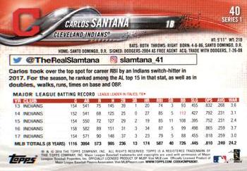 2018 Topps On-Demand Mini - Green #40 Carlos Santana Back