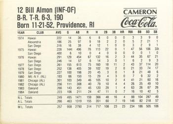 1985 Coca-Cola Pittsburgh Pirates SGA #NNO Bill Almon Back