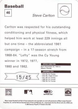 2005 Leaf - Sportscasters 45 White Running-Glove #46 Steve Carlton Back