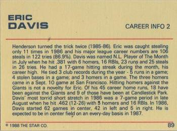1988 Star Platinum #89 Eric Davis Back