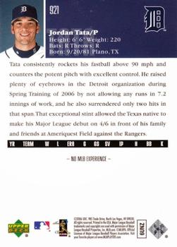 2006 Upper Deck #921 Jordan Tata Back