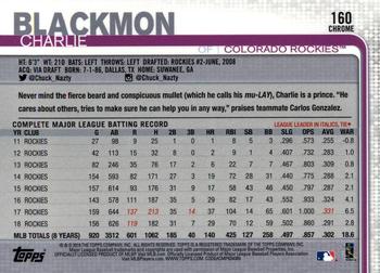 2019 Topps Chrome #160 Charlie Blackmon Back