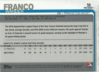 2019 Topps Pro Debut #50b Wander Franco Back