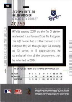 2005 Leaf Certified Materials - Mirror Blue #91 Jeremy Affeldt Back