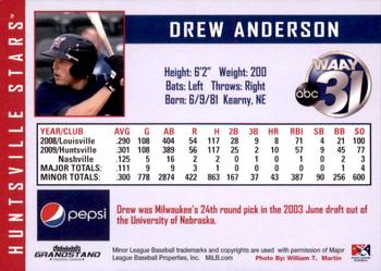 2010 Grandstand Huntsville Stars #NNO Drew Anderson Back