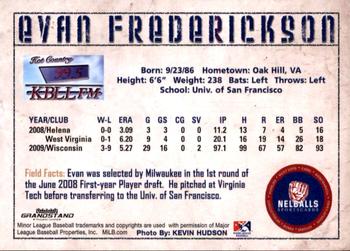 2010 Grandstand Helena Brewers #NNO Evan Frederickson Back