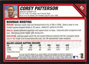 2007 Bowman #83 Corey Patterson Back