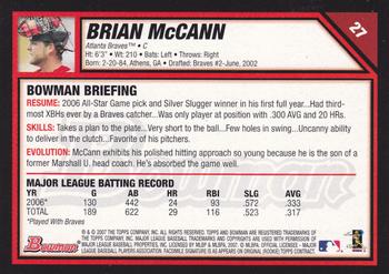 2007 Bowman #27 Brian McCann Back