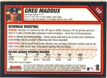 2007 Bowman Chrome #122 Greg Maddux Back