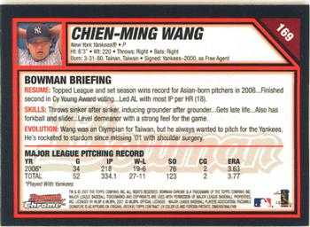 2007 Bowman Chrome #169 Chien-Ming Wang Back
