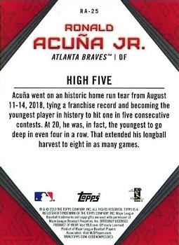 2019 Topps - Ronald Acuna Jr. Star Player Highlights #RA-25 Ronald Acuña Jr. Back
