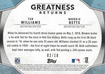 2019 Topps - Greatness Returns Red #GR-7 Ted Williams / Mookie Betts Back