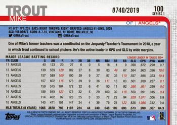 2019 Topps - Gold #100 Mike Trout Back