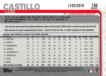 2019 Topps - Gold #156 Luis Castillo Back