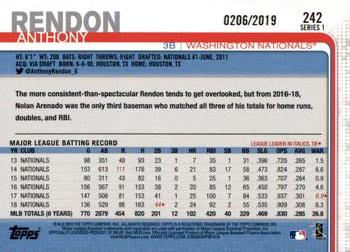 2019 Topps - Gold #242 Anthony Rendon Back