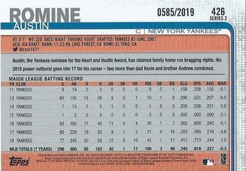 2019 Topps - Gold #426 Austin Romine Back